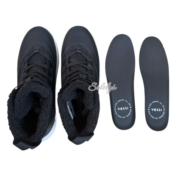 Vessi Alta Womens 6 High Top Asphalt Black White Waterproof DymaTex Sneaker Boot - Picture 8 of 10